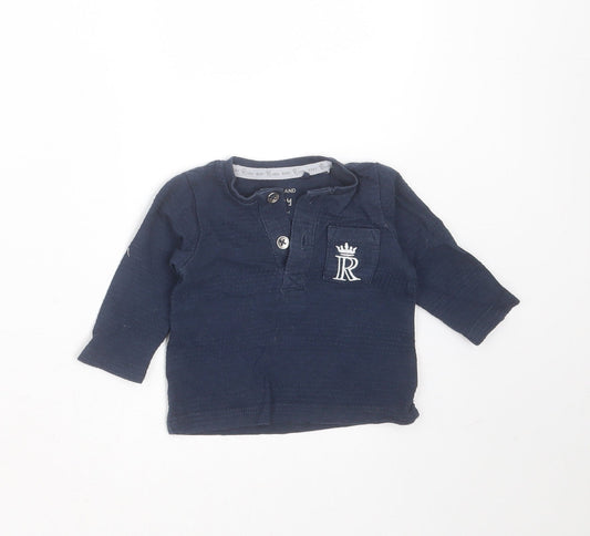 River Island Baby Blue Striped Cotton Basic T-Shirt Size Newborn Round Neck