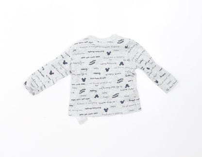 Preloved Primark Baby Grey  Cotton Basic T-Shirt Size 0-3 Months Round Neck  - mickey mouse - Back