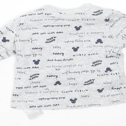 Preloved Primark Baby Grey  Cotton Basic T-Shirt Size 0-3 Months Round Neck  - mickey mouse - Label