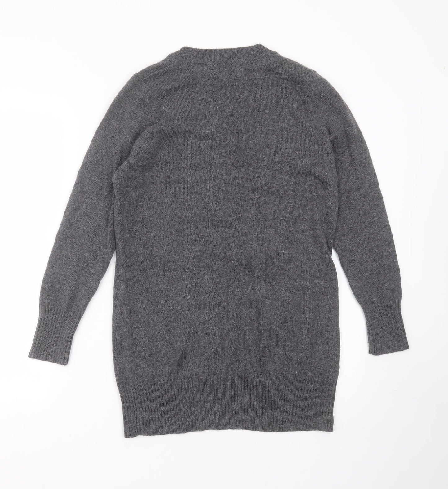 Marks and Spencer Womens Grey V-Neck  Polyamide Pullover Jumper Size 12