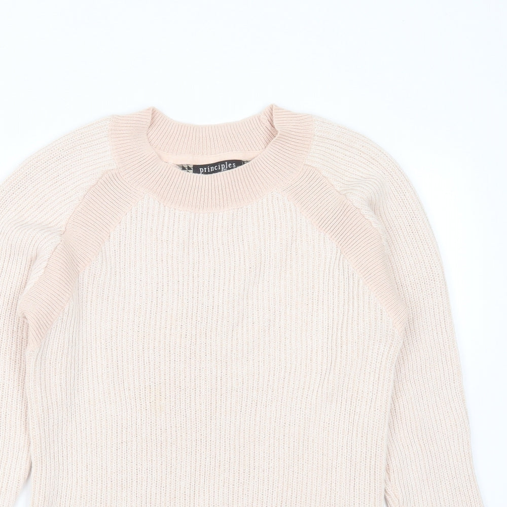 Principles Womens Pink Round Neck  Nylon Pullover Jumper Size 8