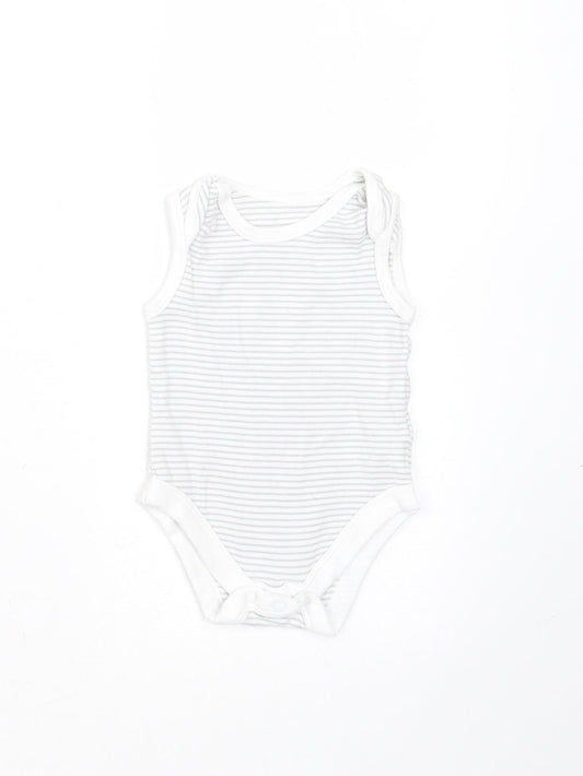 TU Baby White Striped Cotton Babygrow One-Piece Size 0-3 Months