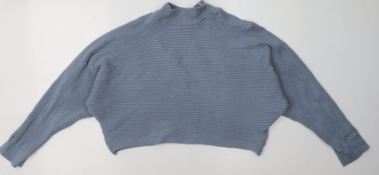 New Look Womens Blue  Viscose Pullover Sweatshirt Size L  Pullover - Cropped