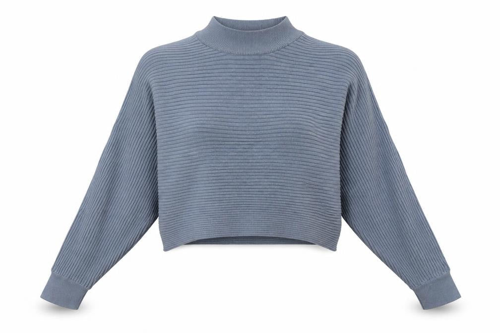 New Look Womens Blue  Viscose Pullover Sweatshirt Size L  Pullover - Cropped