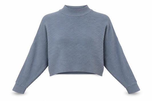 New Look Womens Blue  Viscose Pullover Sweatshirt Size L  Pullover - Cropped