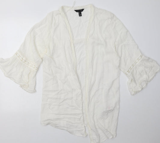 New Look Womens White V-Neck  Viscose Cardigan Jumper Size L