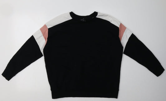 New London Womens Black Striped Cotton Pullover Sweatshirt Size S  Pullover