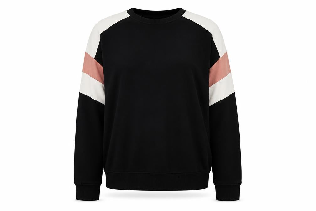 New London Womens Black Striped Cotton Pullover Sweatshirt Size S  Pullover