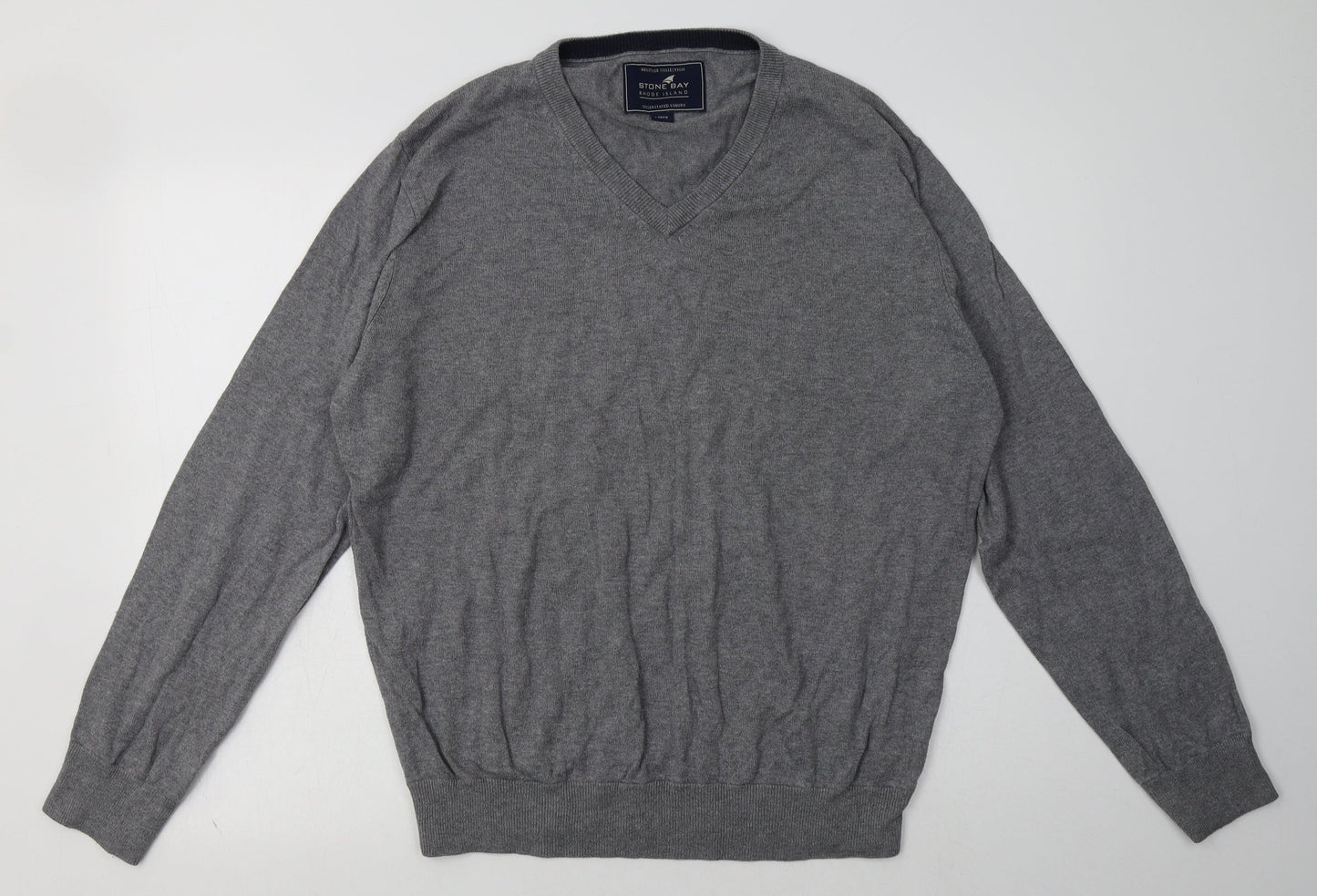 Stone Bay Mens Grey  Cotton Pullover Sweatshirt Size L