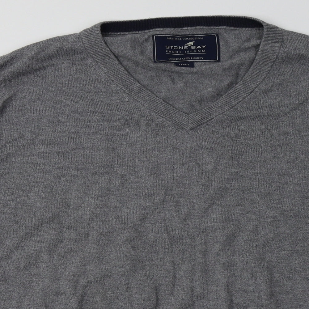 Stone Bay Mens Grey  Cotton Pullover Sweatshirt Size L