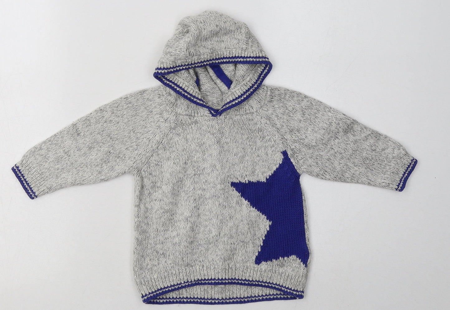 NEXT Boys Grey Geometric Cotton Basic Casual Size 6-9 Months Crew Neck Pullover - Star Print