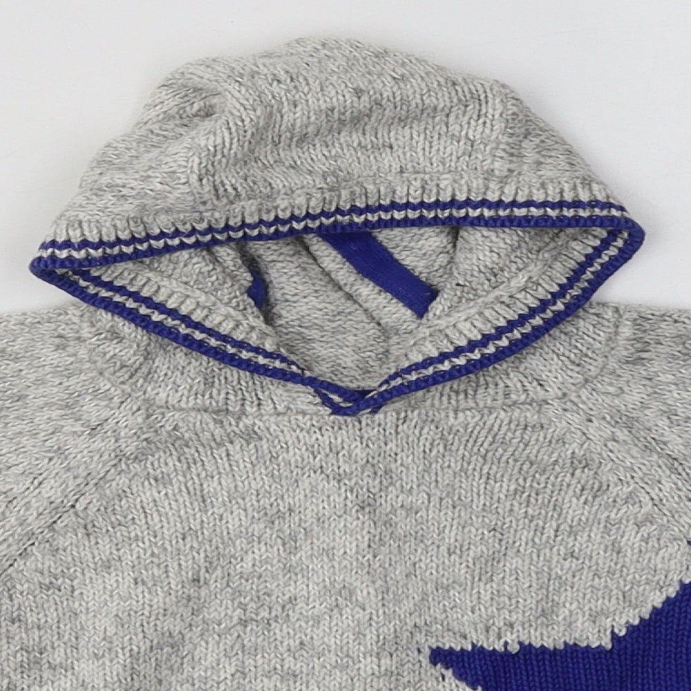 NEXT Boys Grey Geometric Cotton Basic Casual Size 6-9 Months Crew Neck Pullover - Star Print
