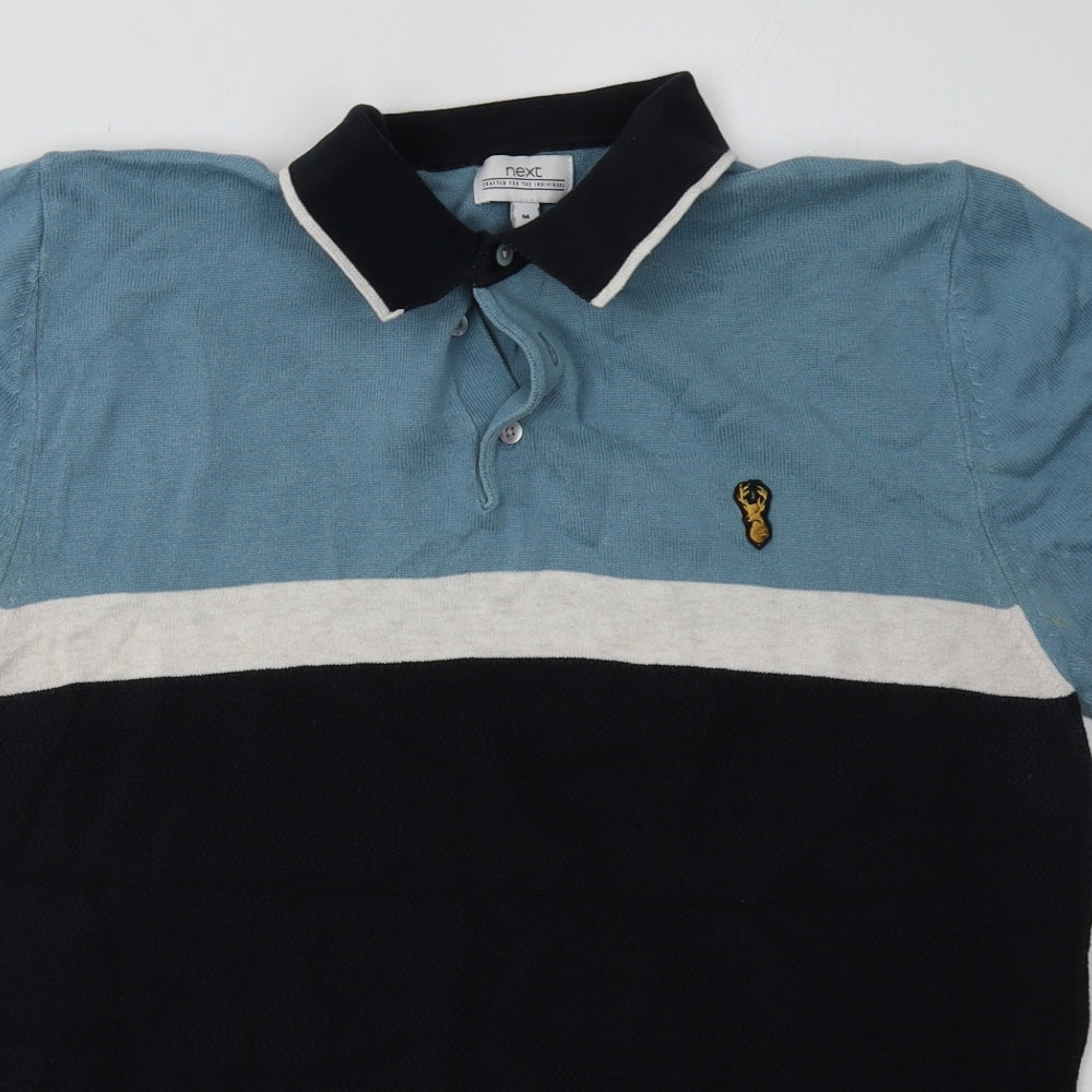 NEXT Mens Blue Striped Cotton Pullover Sweatshirt Size M