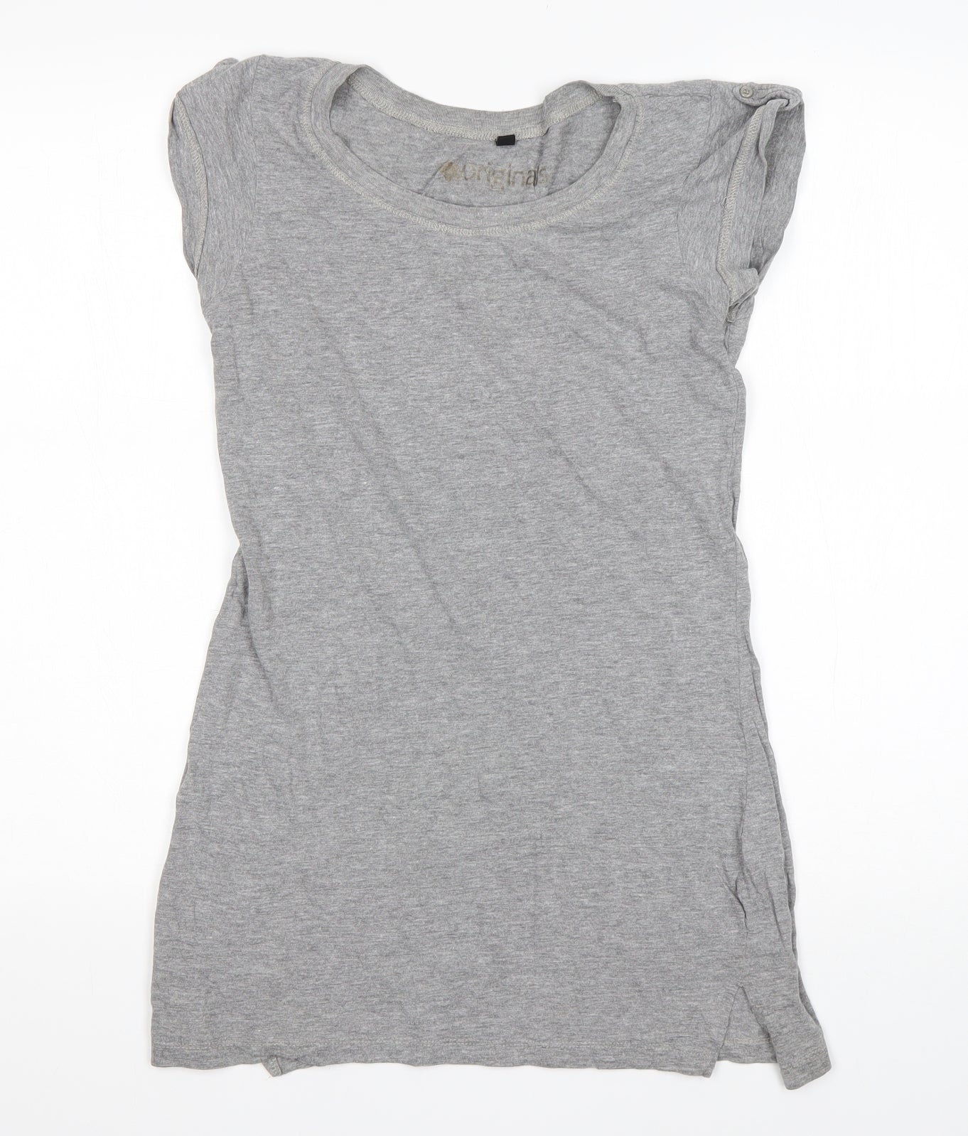 Preworn Womens Grey  Cotton Basic T-Shirt Size 8 Round Neck