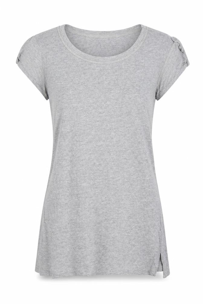 Preworn Womens Grey  Cotton Basic T-Shirt Size 8 Round Neck