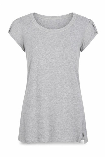 Preworn Womens Grey  Cotton Basic T-Shirt Size 8 Round Neck