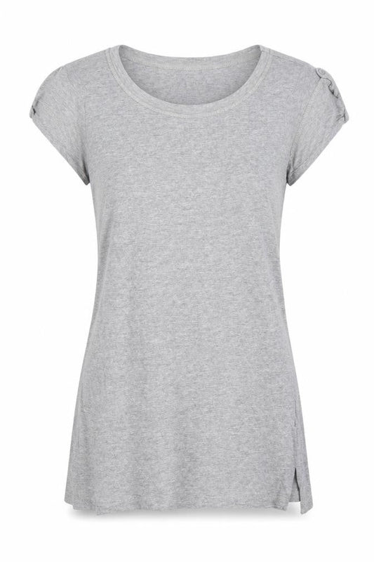 Preworn Womens Grey  Cotton Basic T-Shirt Size 8 Round Neck