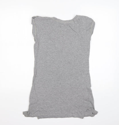Preworn Womens Grey  Cotton Basic T-Shirt Size 8 Round Neck
