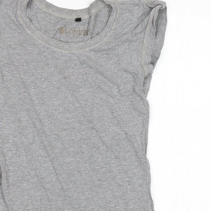 Preworn Womens Grey  Cotton Basic T-Shirt Size 8 Round Neck