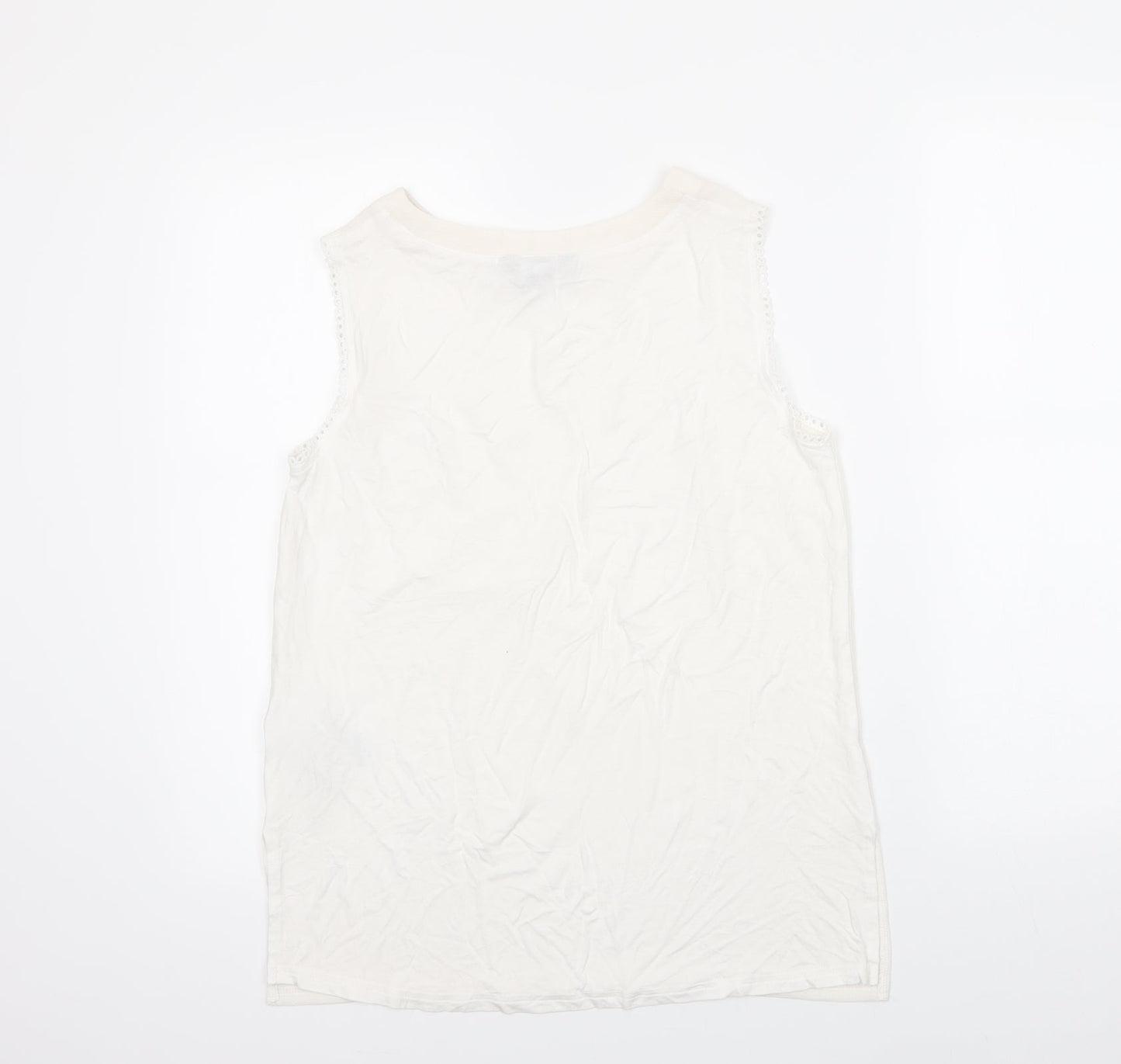 N ew Look Womens White  Polyester Basic Blouse Size 10 Round Neck
