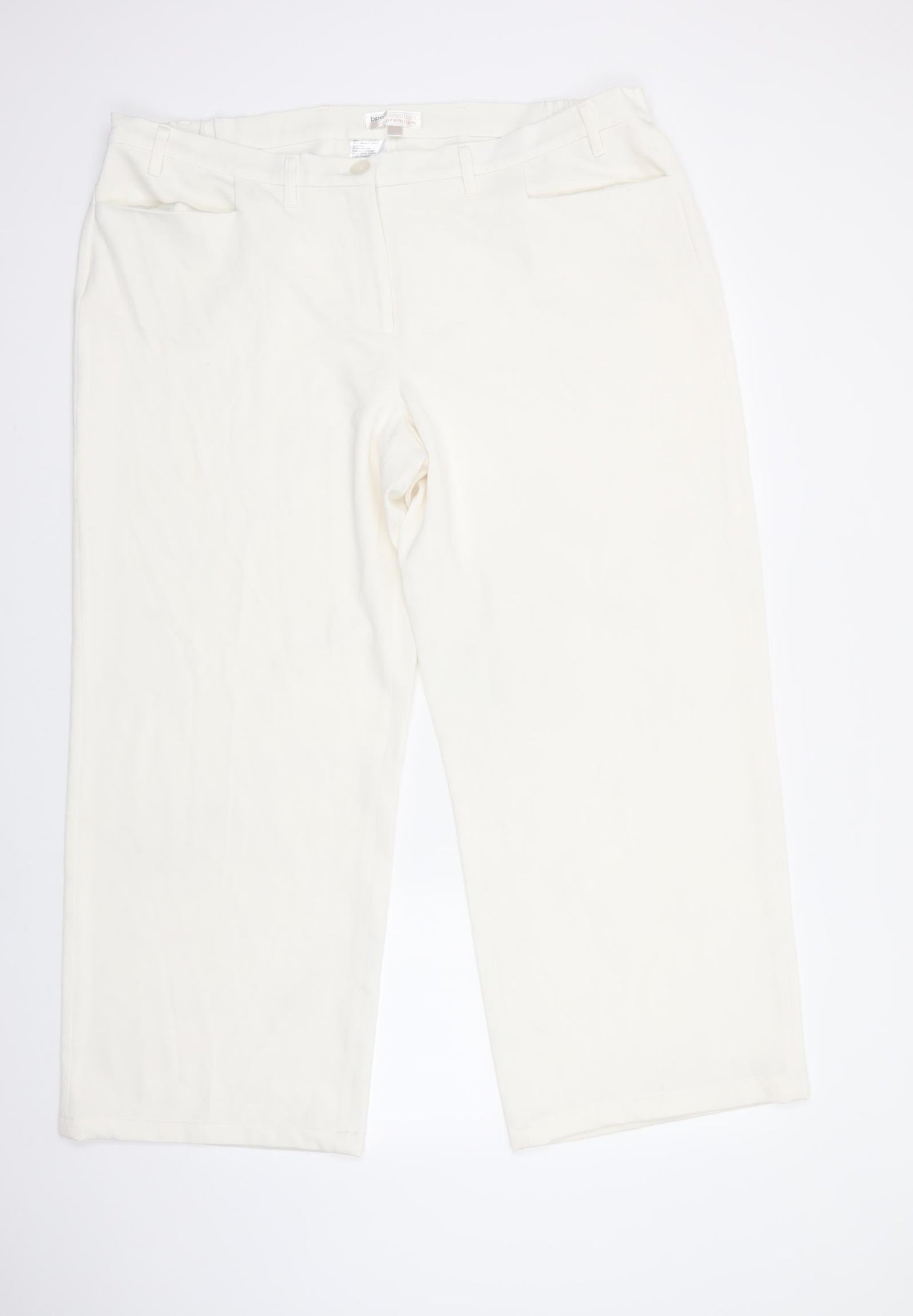 bonprix Womens White  Polyester Dress Pants Trousers Size 24 L30 in Regular Button
