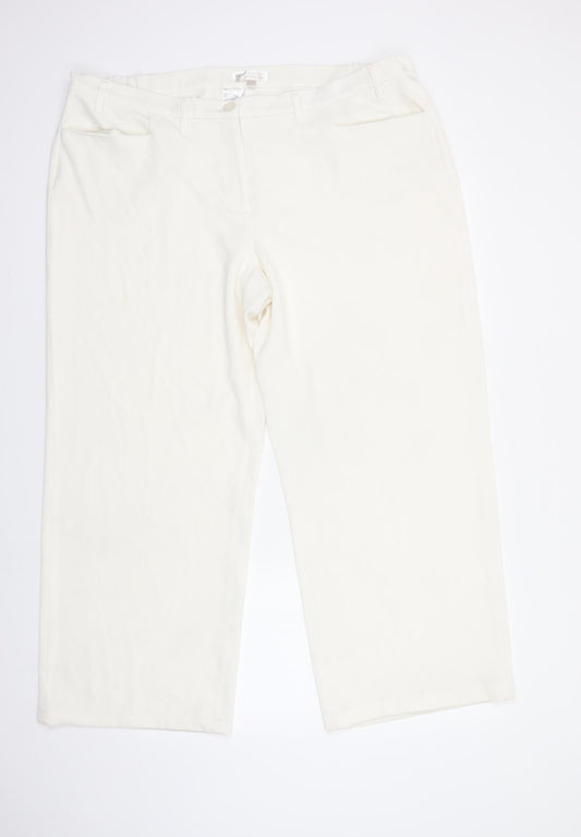 bonprix Womens White  Polyester Dress Pants Trousers Size 24 L30 in Regular Button