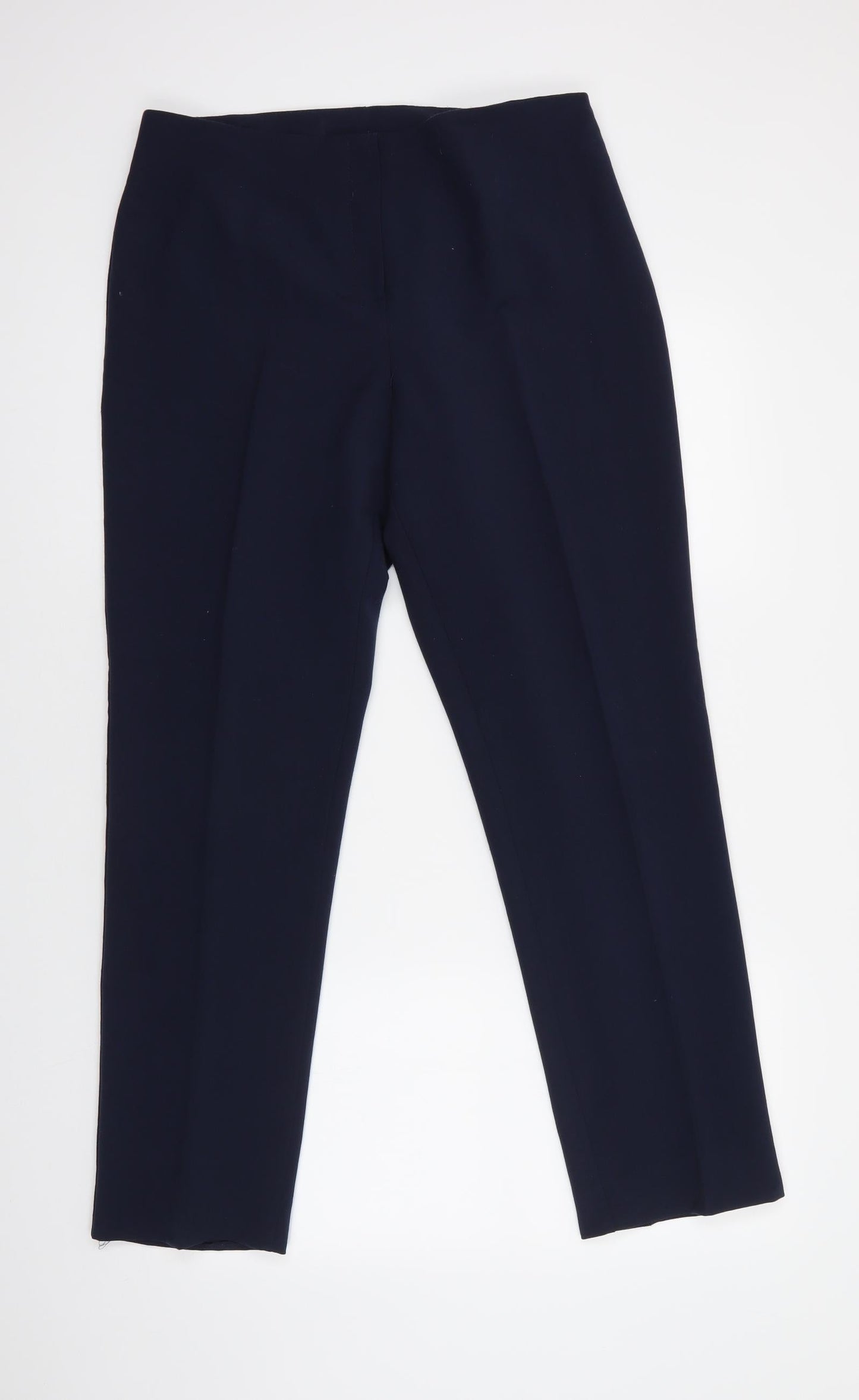Preworn Womens Blue  Polyester Dress Pants Trousers Size 14 L30 in Regular Zip