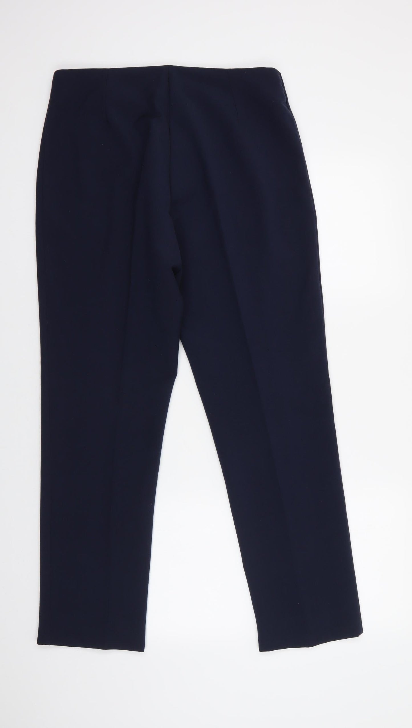 Preworn Womens Blue  Polyester Dress Pants Trousers Size 14 L30 in Regular Zip