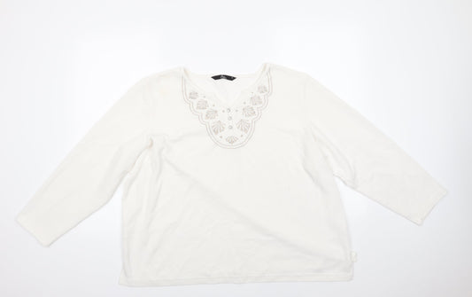 BM Womens White  Polyester Basic Blouse Size XL V-Neck