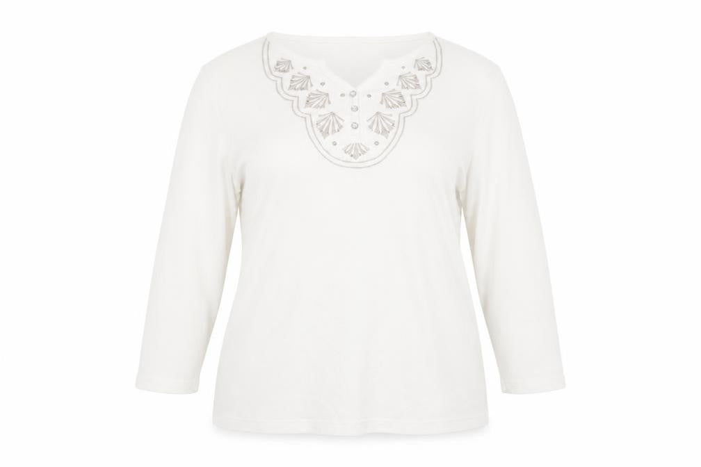Bonmarché Womens White Polyester Basic Blouse Size XL V-Neck
