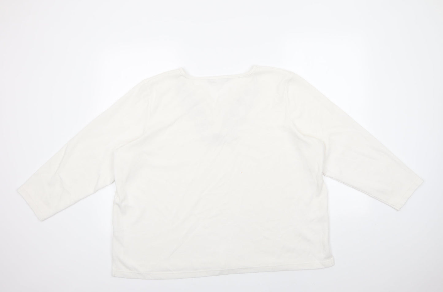 BM Womens White  Polyester Basic Blouse Size XL V-Neck