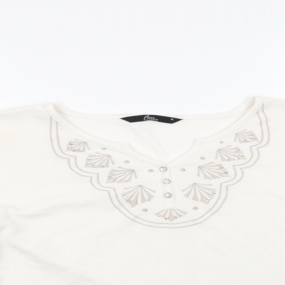 BM Womens White  Polyester Basic Blouse Size XL V-Neck