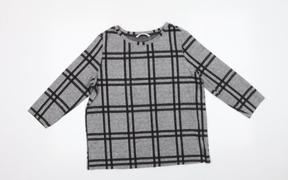 Preloved TU Womens Grey Crew Neck Check Polyester Pullover Jumper Size 12 - Front