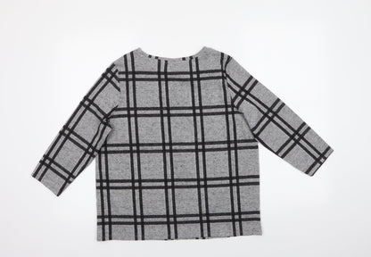 Preloved TU Womens Grey Crew Neck Check Polyester Pullover Jumper Size 12 - Back