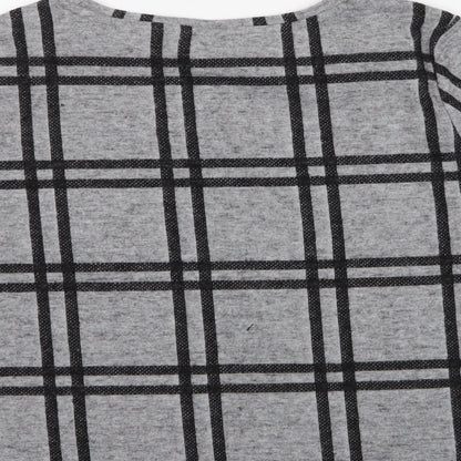 Preloved TU Womens Grey Crew Neck Check Polyester Pullover Jumper Size 12 - Label