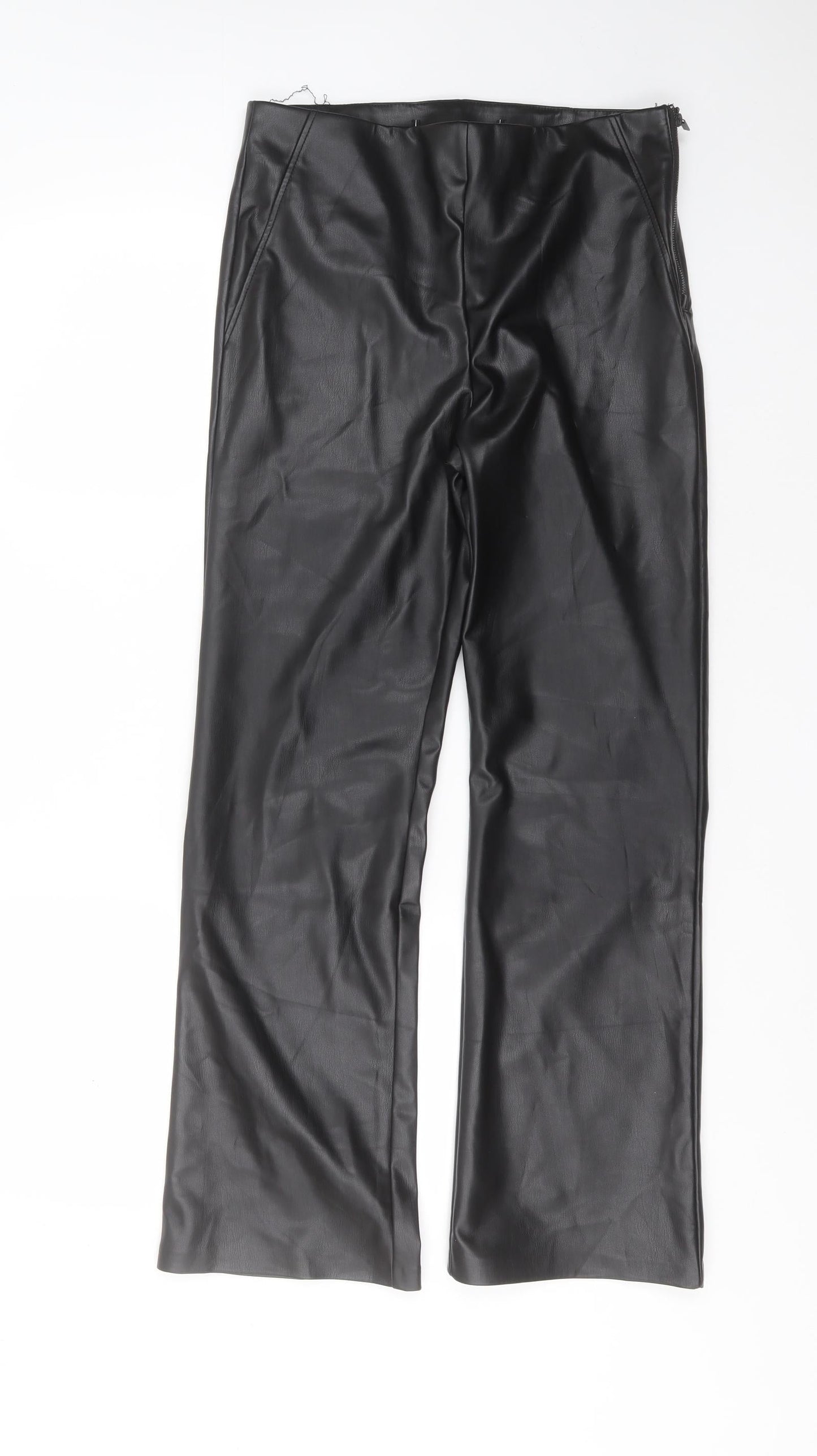 Preworn Womens Black  Polyurethane Trousers  Size 30 in L29 in Regular