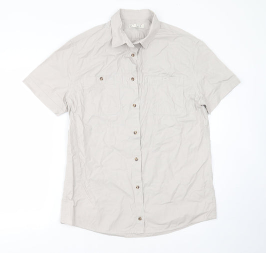 celio* Mens Grey  Cotton Blend  Button-Up Size L Collared Button