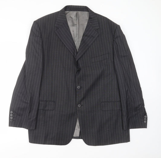 Marks and Spencer Mens Grey Striped Wool Jacket Suit Jacket Size 46