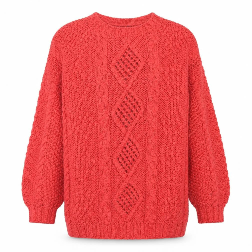 Expressions Womens Pink Round Neck Geometric Acrylic Pullover Jumper Size 12