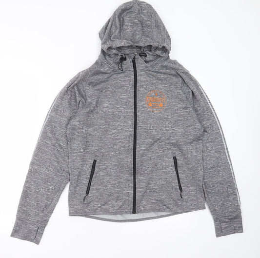Preloved crossfit Mens Grey  Polyester Full Zip Hoodie Size M   - cross fit - Front