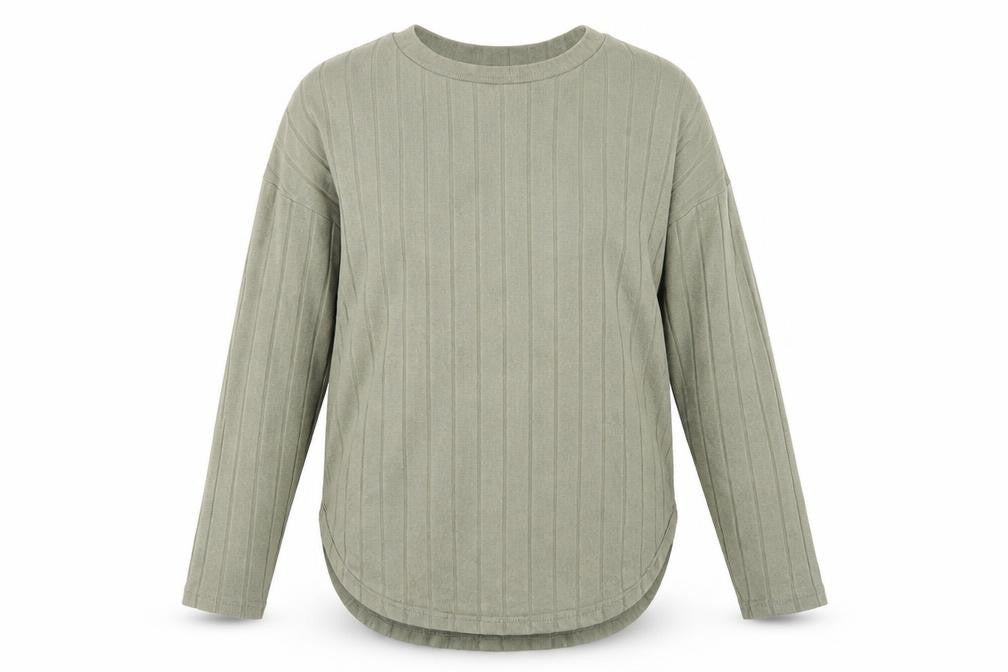 Primark Womens Green Round Neck Striped Viscose Pullover Jumper Size M