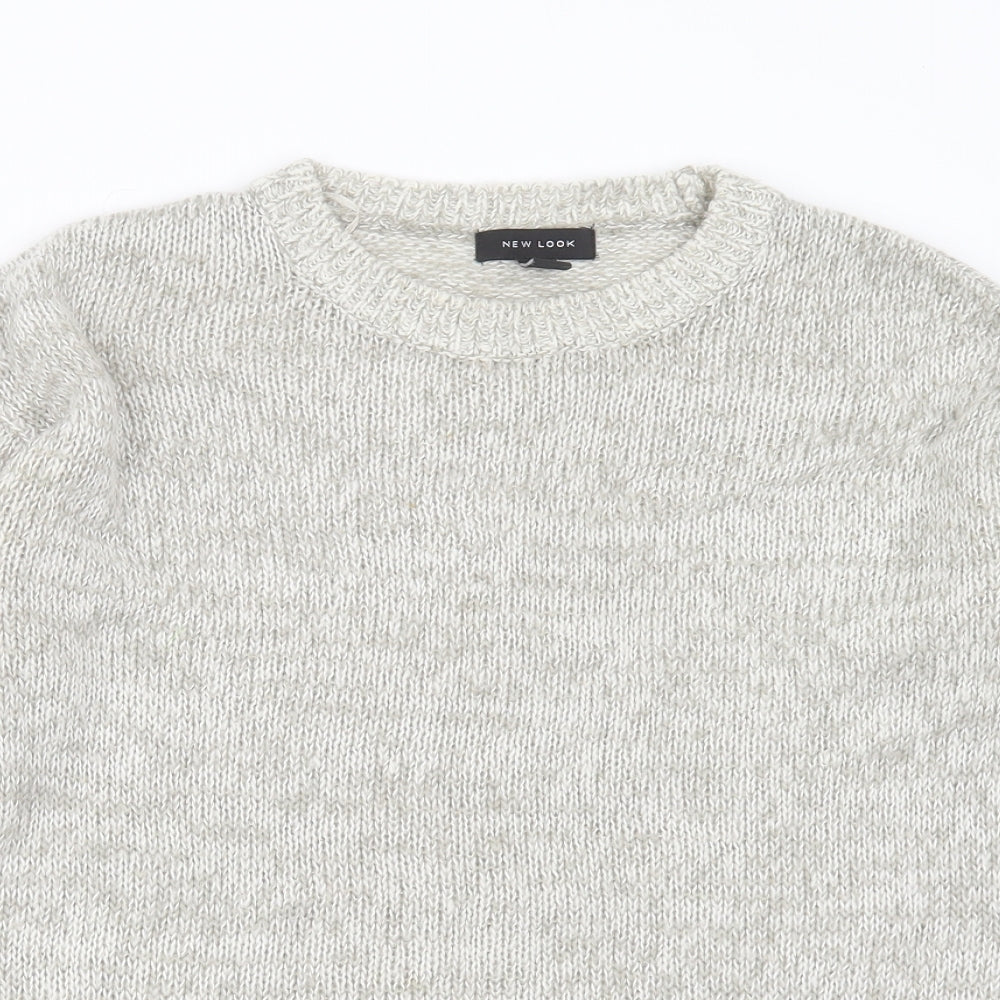 New Look Womens Grey Round Neck  Acrylic Pullover Jumper Size S