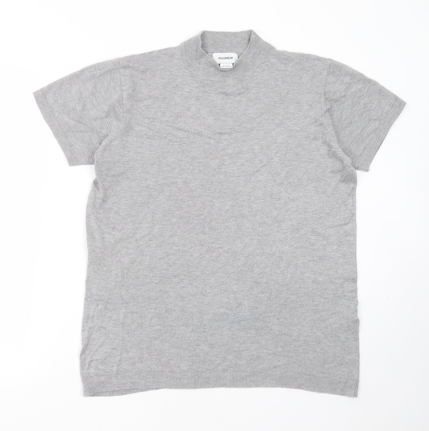 Pull&Bear Womens Grey Round Neck  Viscose Pullover Jumper Size M