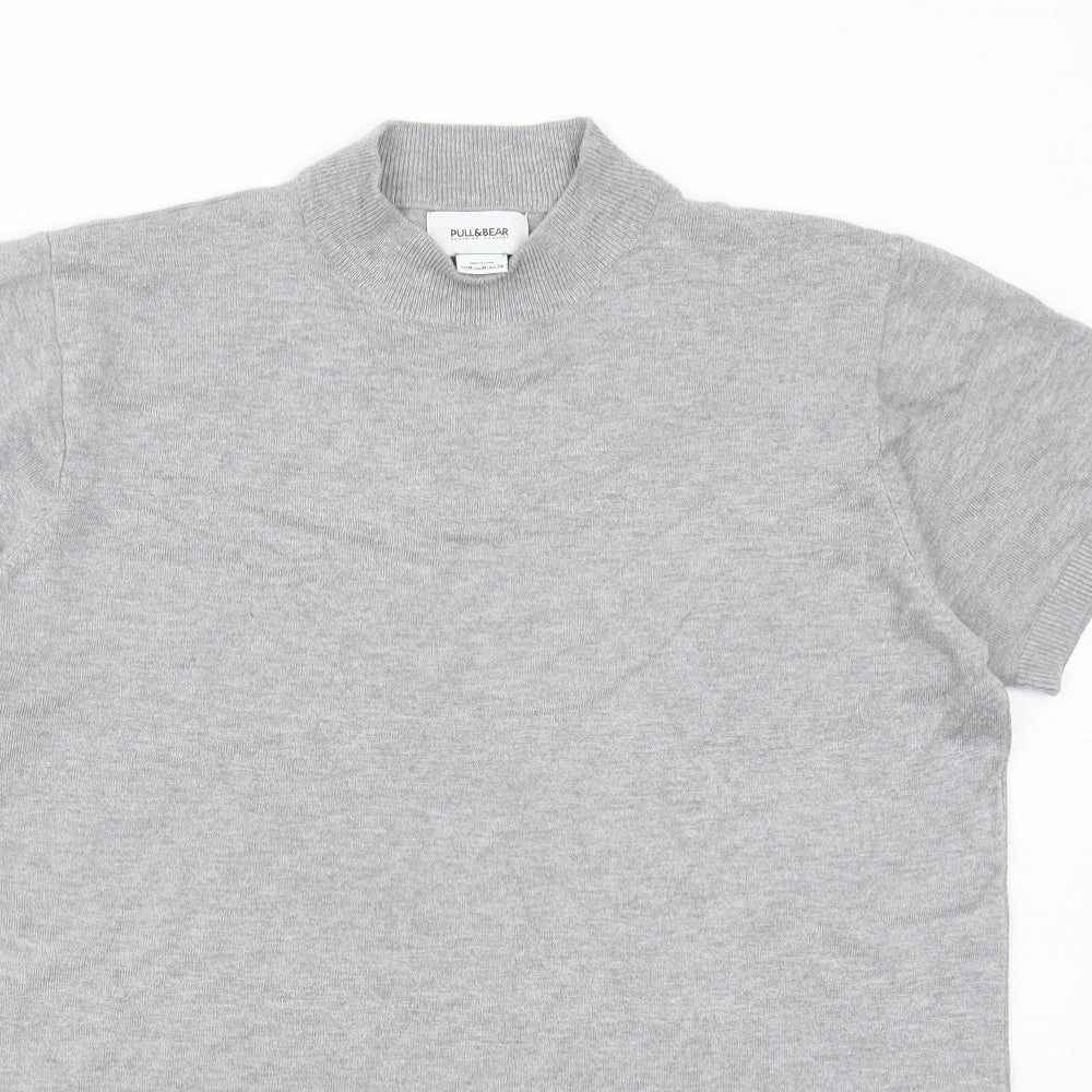 Pull&Bear Womens Grey Round Neck  Viscose Pullover Jumper Size M