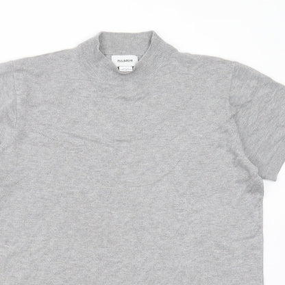 Pull&Bear Womens Grey Round Neck  Viscose Pullover Jumper Size M
