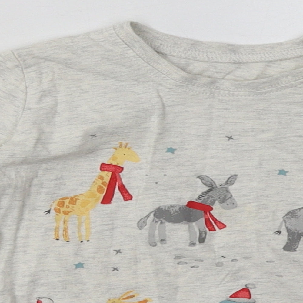 George Baby Grey Geometric Cotton Basic Casual Size 18-24 Months Crew Neck Pullover - Christmas
