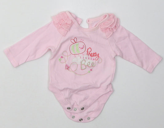 George Girls Pink  Cotton Babygrow One-Piece Size Newborn  Buckle - pretty little bee