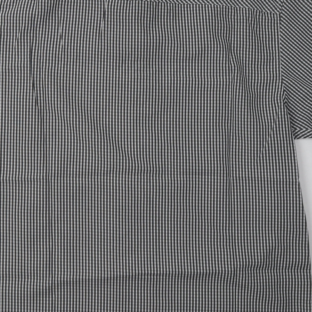 Debenhams Mens Black Check Polyester  Button-Up Size L Collared Button - soft touch