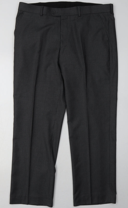 karl jackson Womens Grey Striped Polyester Trousers  Size 36 L31 in Regular Button - Short