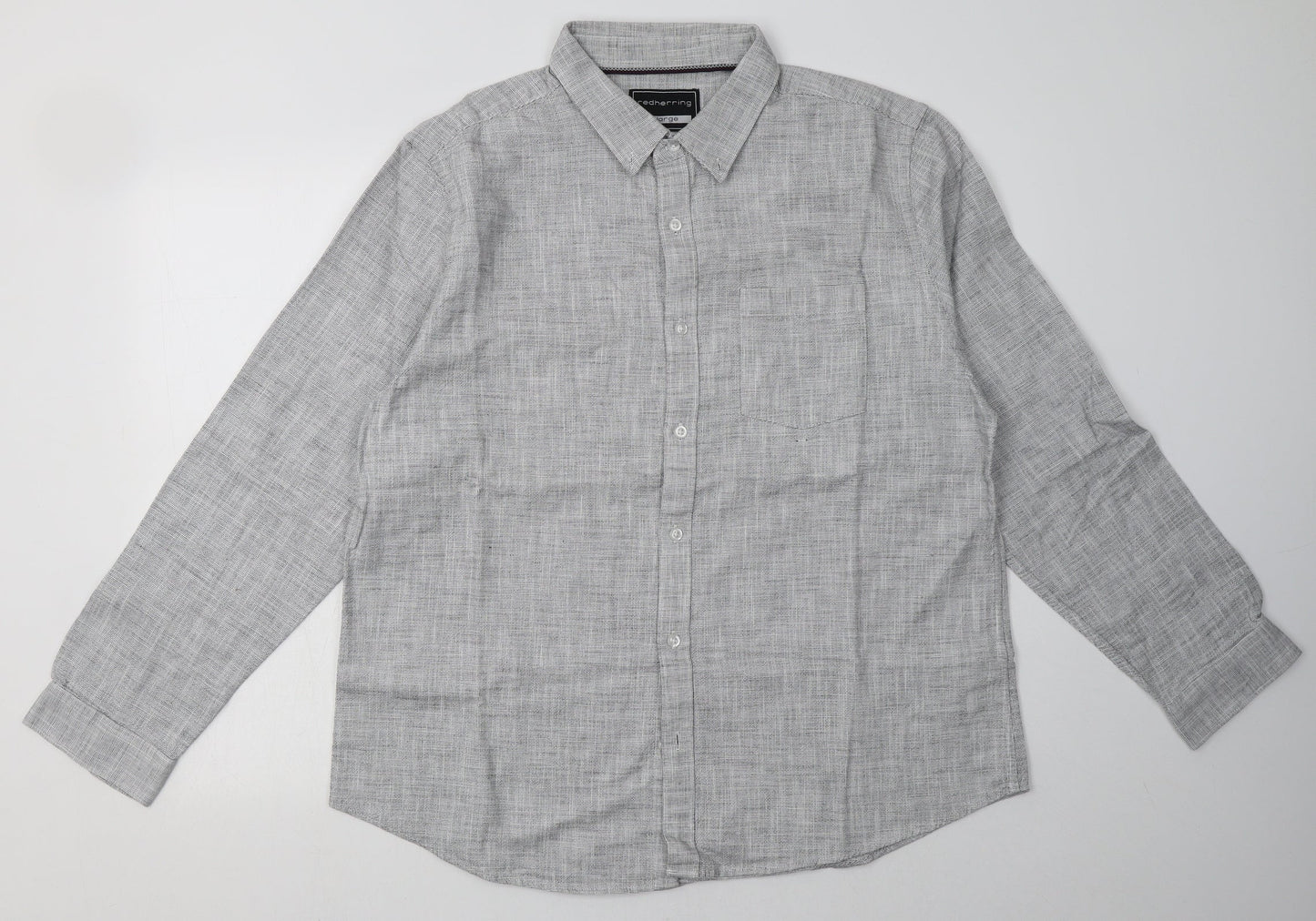 Debenhams Mens Grey  Cotton  Button-Up Size XL Collared Button